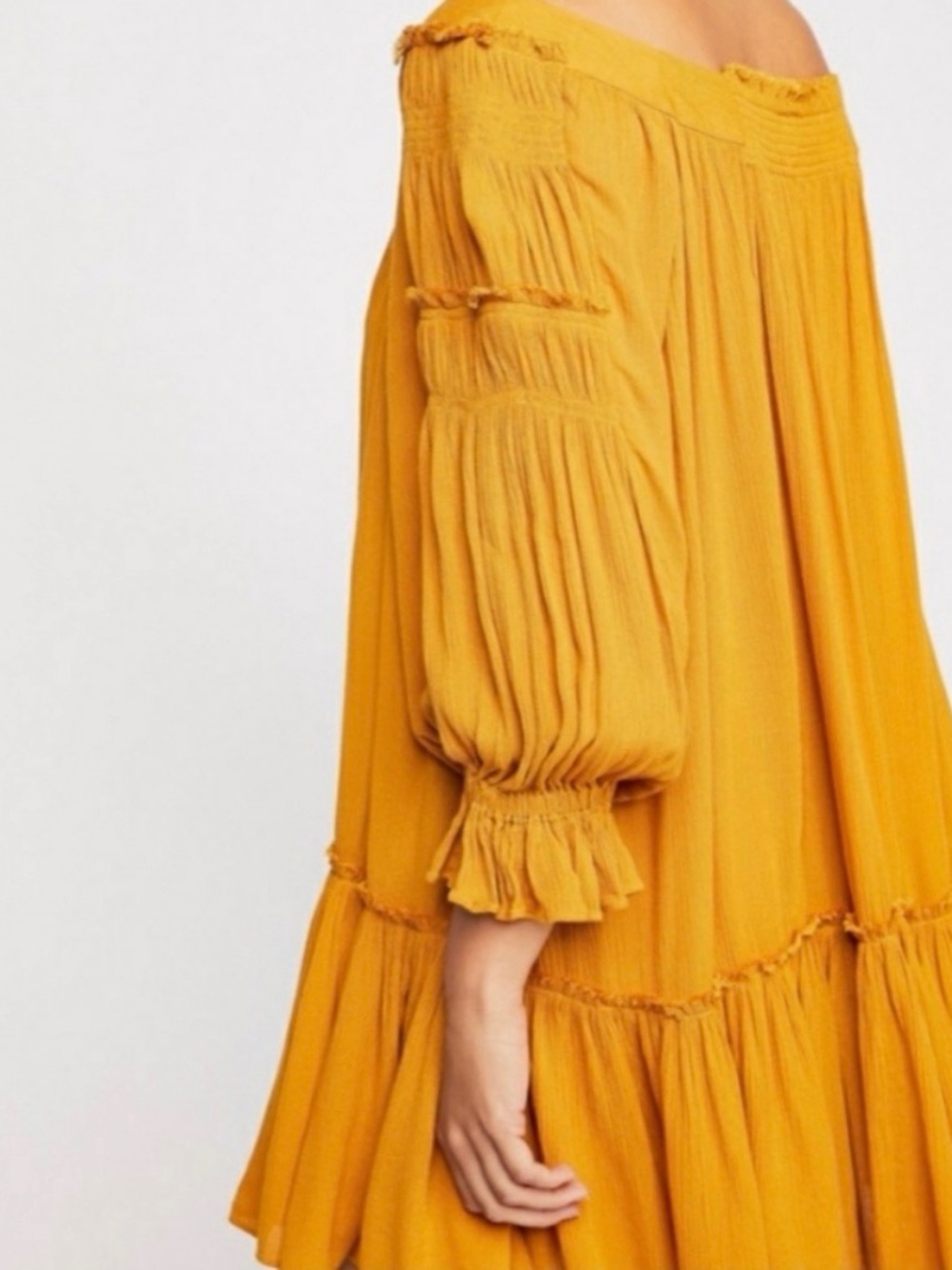 Free People See Ya There Mini Dress Mustard Yellow Boho Cottagecore Women’s M